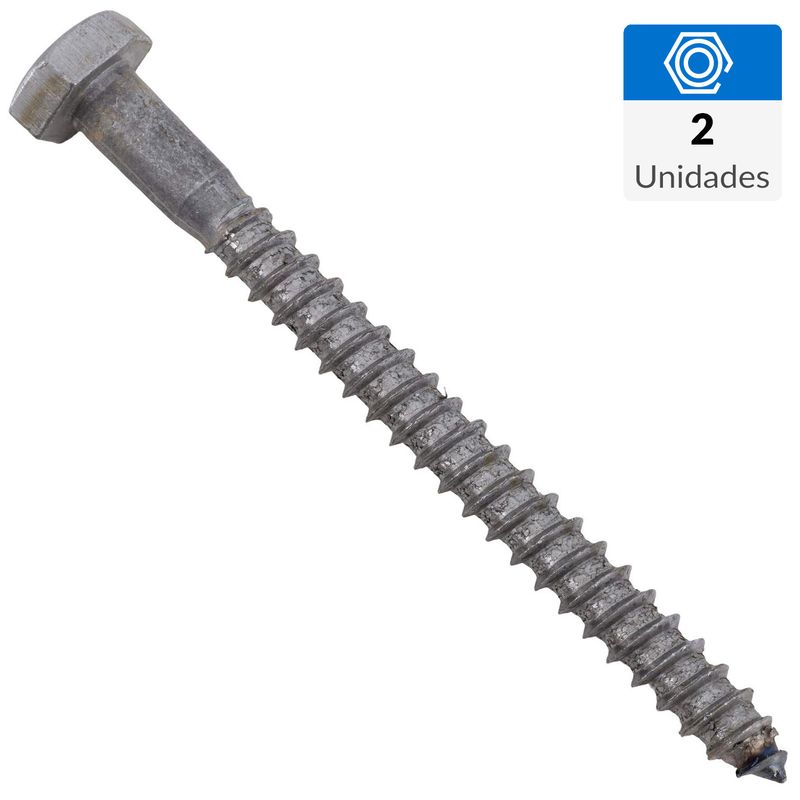 FIXSER - Tornillo Tirafondo Cabeza Hexagonal Madera 3-1/2 " 1/4 " 2 Unidades