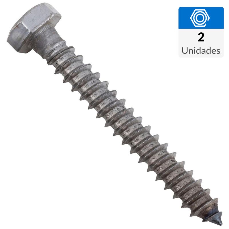 FIXSER - Tornillo Tirafondo Cabeza Hexagonal Madera 2-1/2 " 5/16 " 2 Unidades