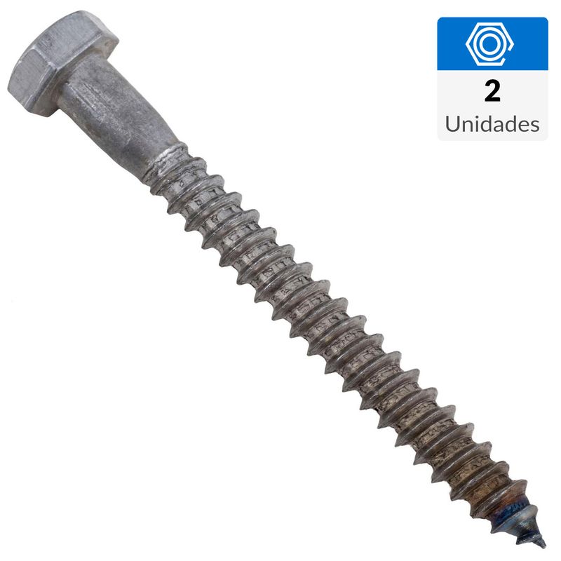 FIXSER - Tornillo Tirafondo Cabeza Hexagonal Madera 3 " 5/16 " 2 Unidades