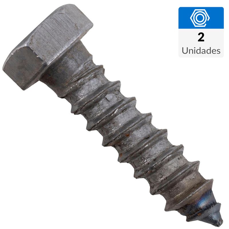 FIXSER - Tornillo Tirafondo Cabeza Hexagonal Madera 1-1/2 " 3/8 " 2 Unidades