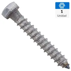 FIXSER - Tornillo Tirafondo Cabeza Hexagonal Madera 2-1/2 " 3/8 " 1 Unidades
