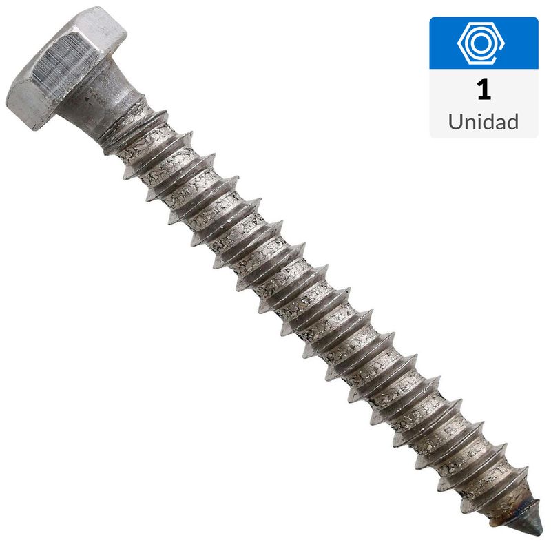 FIXSER - Tornillo Tirafondo Cabeza Hexagonal Madera 3 " 3/8 " 1 Unidades