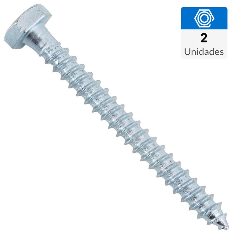 FIXSER - Tornillo Tirafondo Cabeza Hexagonal Madera 2-1/2 " 1/4 " 2 unidad(es)