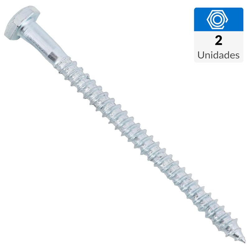 FIXSER - Tornillo Tirafondo Cabeza Hexagonal Madera 3-1/2 " 1/4 " 2 Unidades
