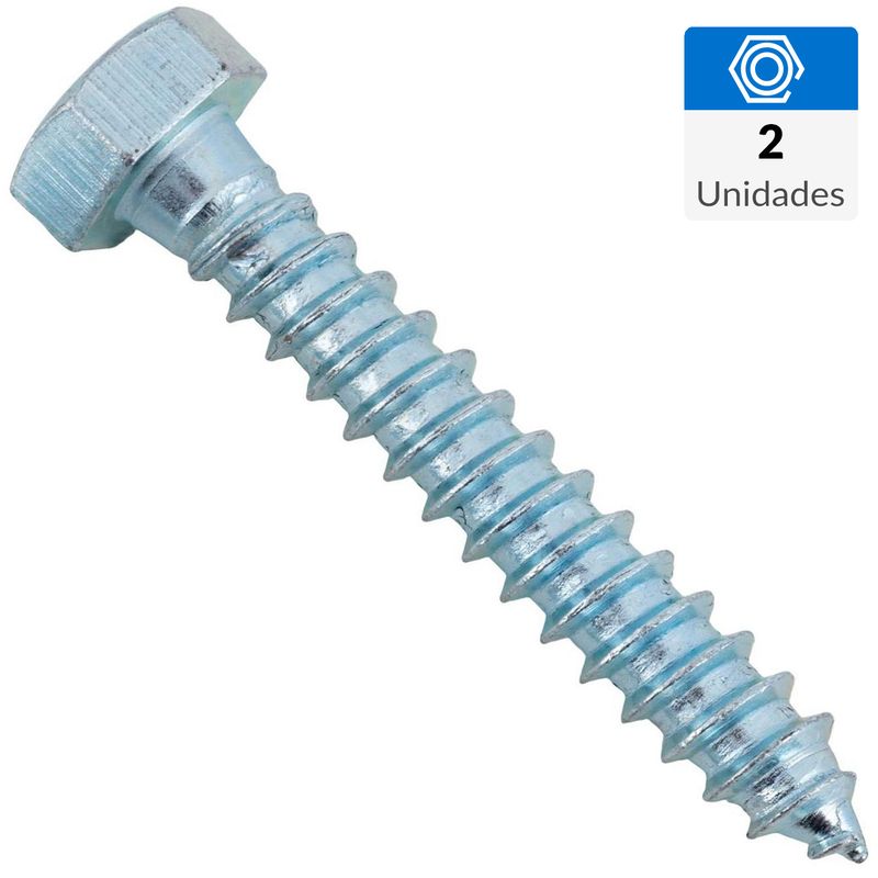 FIXSER - Tornillo Tirafondo Cabeza Hexagonal Madera 2 " 5/16 " 2 Unidades