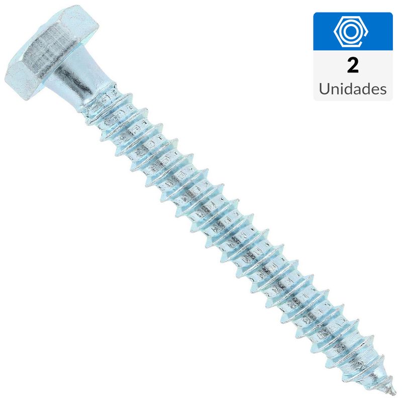 FIXSER - Tornillo Tirafondo Cabeza Hexagonal Madera 2-1/2 " 5/16 " 2 Unidades