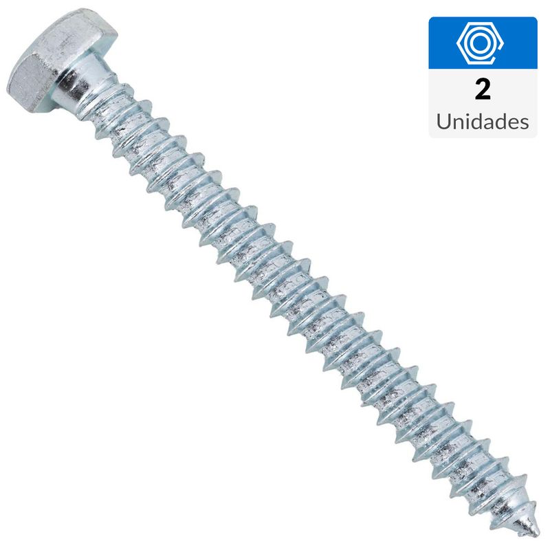 FIXSER - Tornillo Tirafondo Cabeza Hexagonal Madera 3 " 5/16 " 2 Unidades