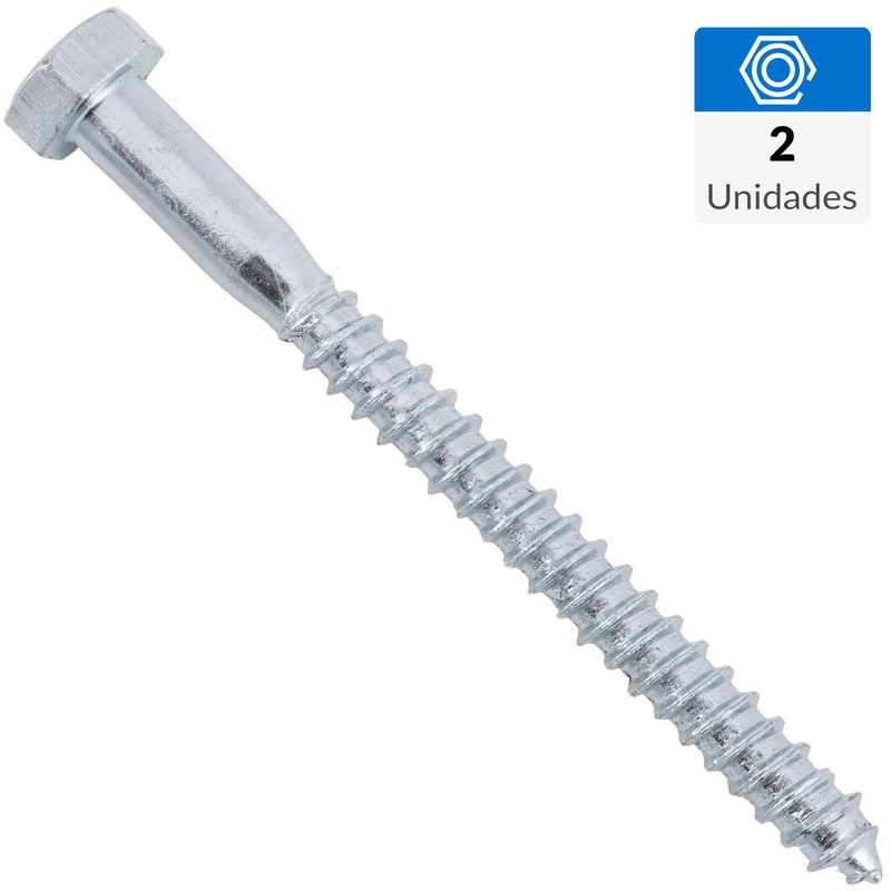 FIXSER - Tornillo Tirafondo Cabeza Hexagonal Madera 3-1/2 " 5/16 " 2 Unidades