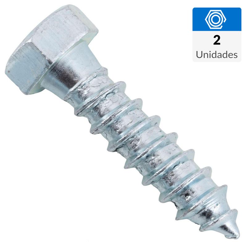 FIXSER - Tornillo Tirafondo Cabeza Hexagonal Madera 1-1/2 " 3/8 " 2 Unidades