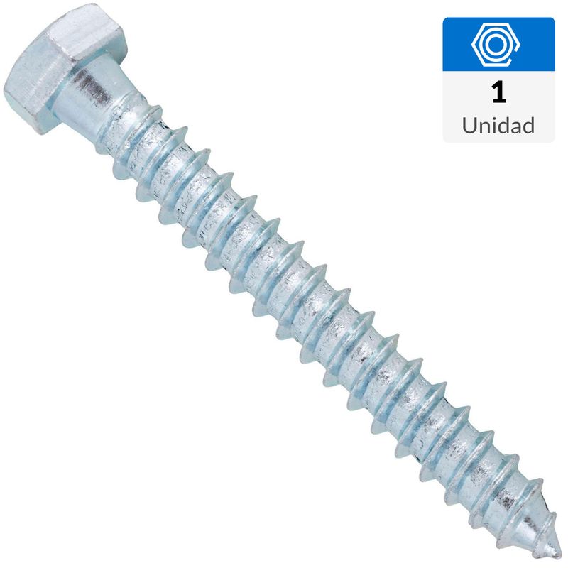 FIXSER - Tornillo Tirafondo Cabeza Hexagonal Madera 3 " 3/8 " 1 Unidades