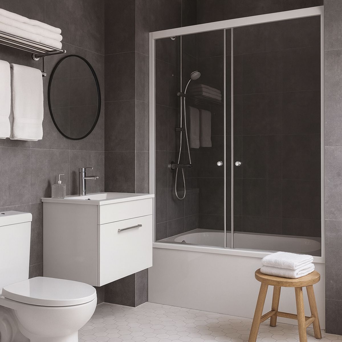 WINTEC - Mampara Tina Vidrio templado Incoloro 150x155cm