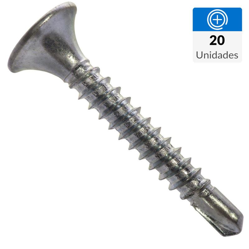 FIXSER - Tornillo Autoperforante Cabeza Phillips Yeso-Cartón 1-1/4 " 6 mm 20 Unidades