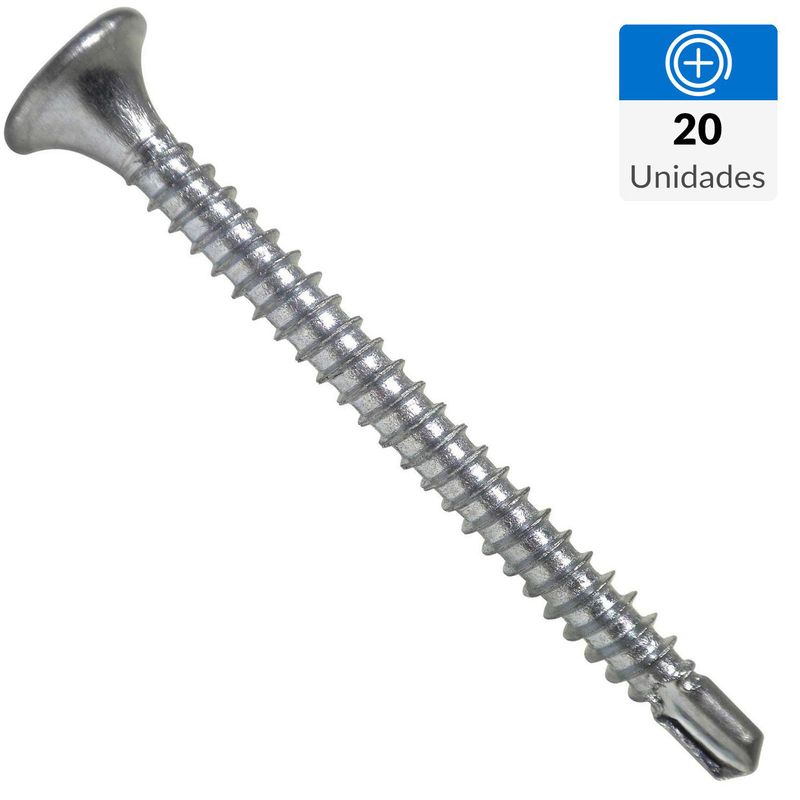 FIXSER - Tornillo Autoperforante Cabeza Phillips Yeso-Cartón 1-5/8 " 6 mm 20 Unidades