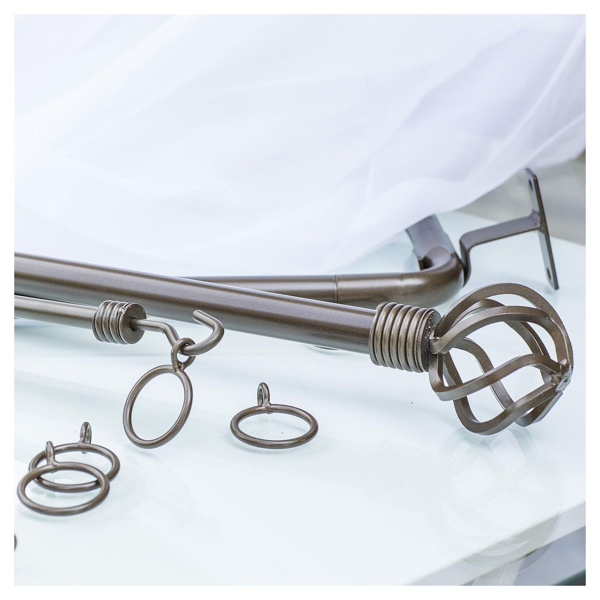 FERRATO - Set de argollas para cortina 25 mm 12 unidades óxido