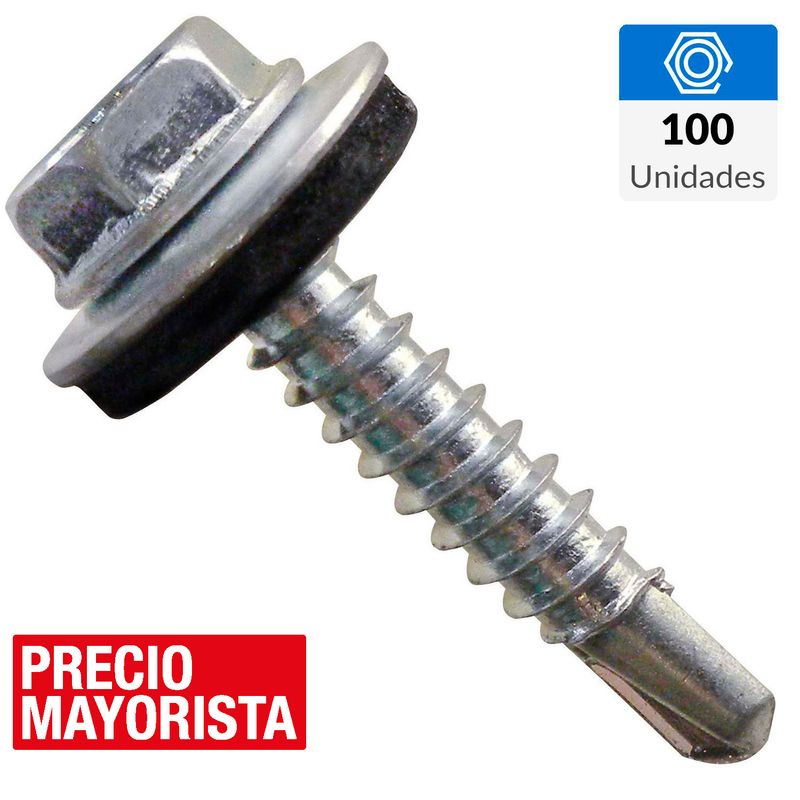 MAMUT - Tornillo Autoperforante Cabeza Hexagonal Metal 1 " 10 mm 100 Unidades