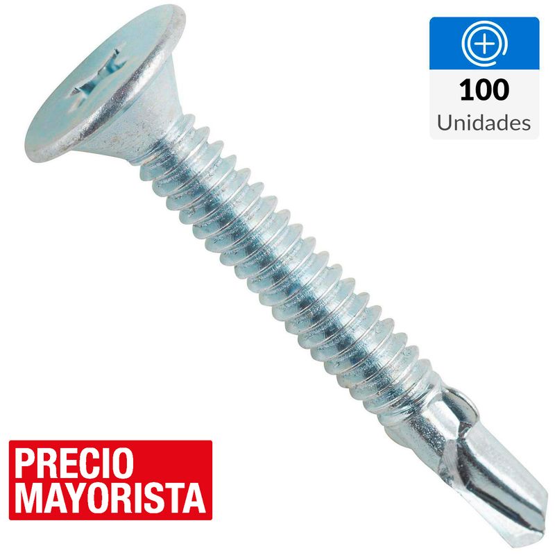MAMUT - Tornillo Autoperforante Cabeza Phillips Metal 1-7/16 " 10 mm 100 Unidades