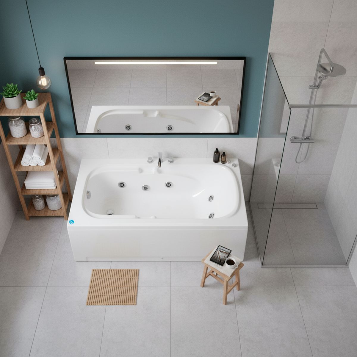 NORGLAS - Tina 172cm x 84cm  hidromasaje Mykonos 6 jets derecha norglas