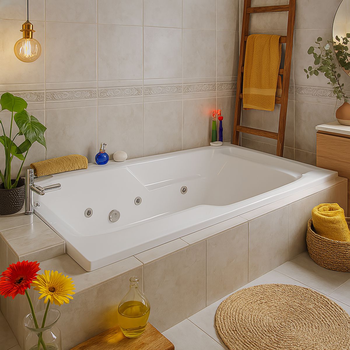 NORGLAS - Tina 177cm x 122cm  hidromasaje Lebka 8 jets izquierda norglas