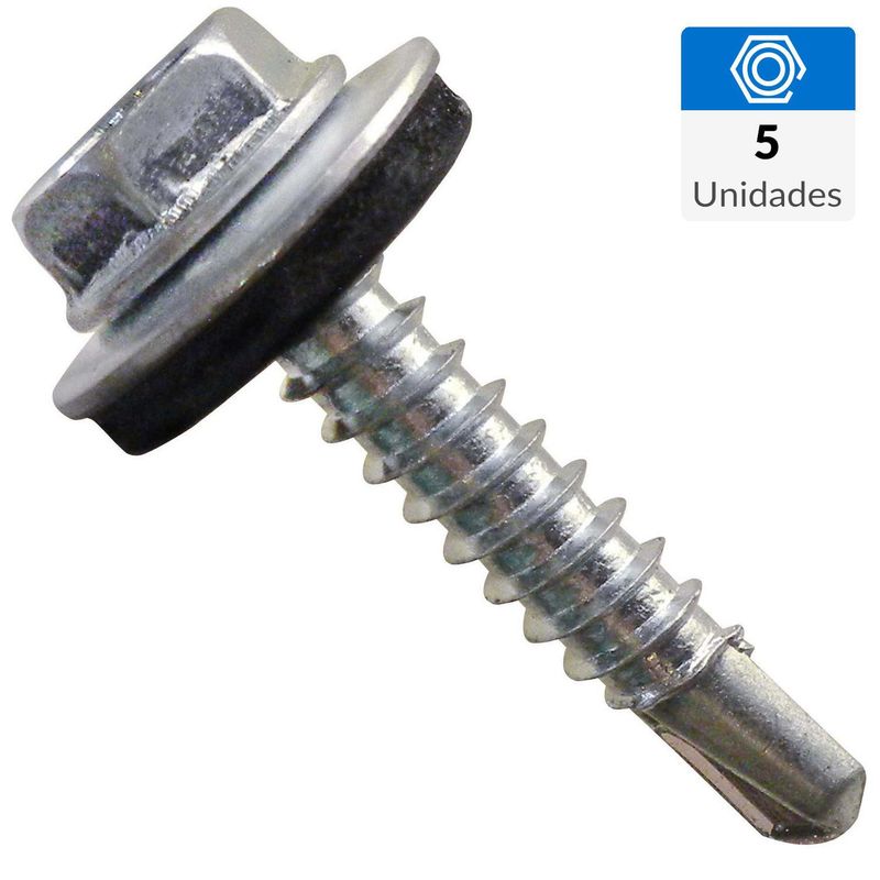 FIXSER - Tornillo Autoperforante Cabeza Hexagonal Metal 1 " 10 mm 5 Unidades