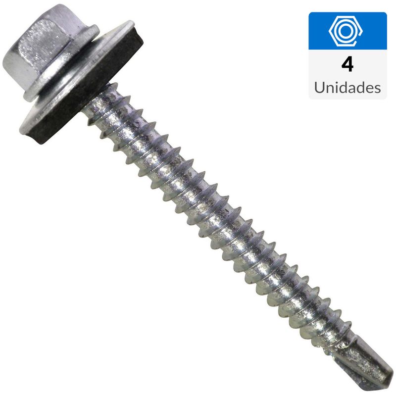 FIXSER - Tornillo Autoperforante Cabeza Hexagonal Metal 2 " 12 mm 4 Unidades