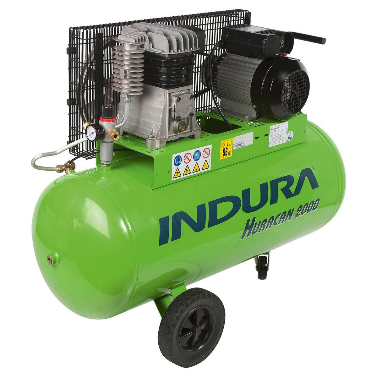 INDURA - Compresor de Aire Portátil 2 HP 100 Litros Huracán 2000