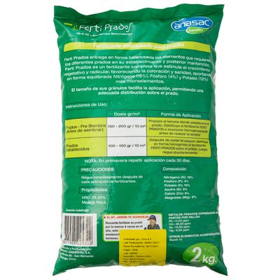 Imagen 2 del producto Fertilizante para césped FertiPrados 2 kg bolsa