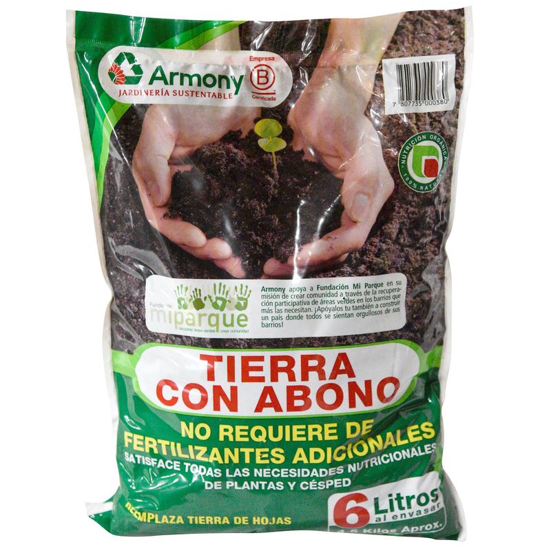 ARMONY - Tierra con abono para jardín 6 litros bolsa