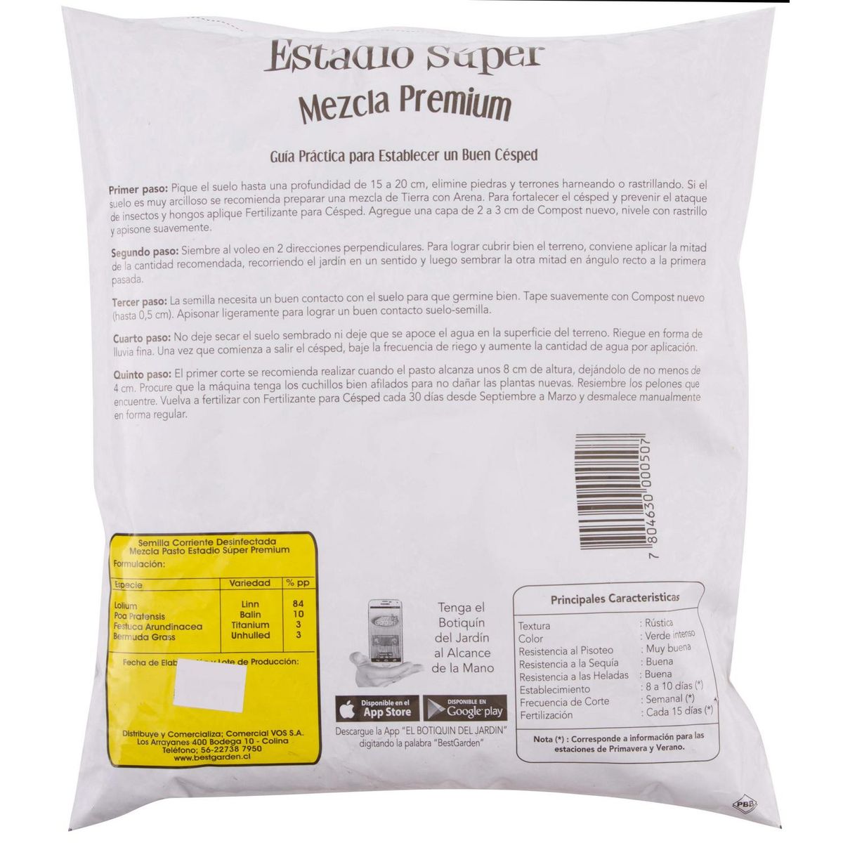 BEST GARDEN - Semilla de Pasto Estadio Súper 1 kg Bolsa