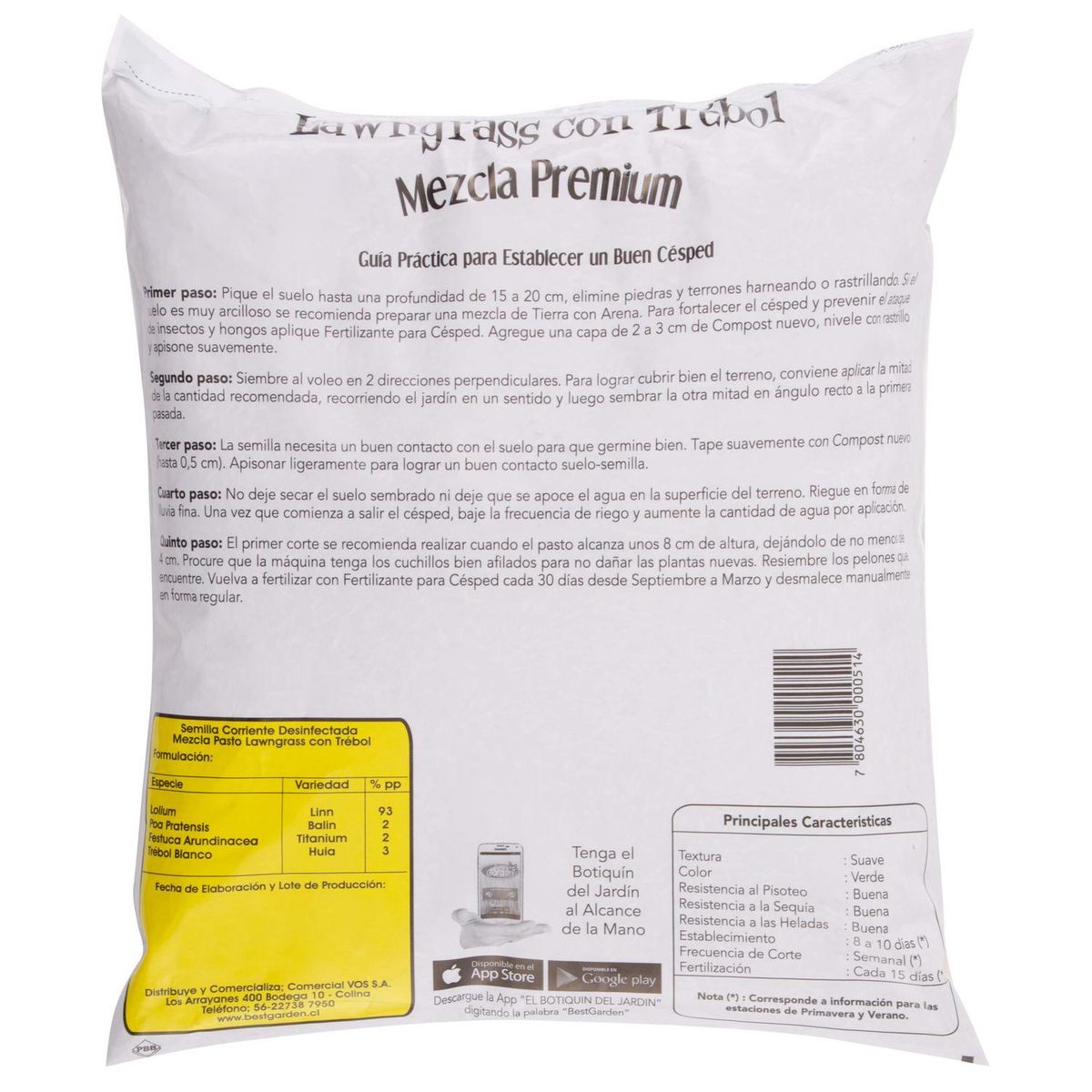 BEST GARDEN - Semilla de Pasto Lawn Grass con Trébol 1 kg Bolsa