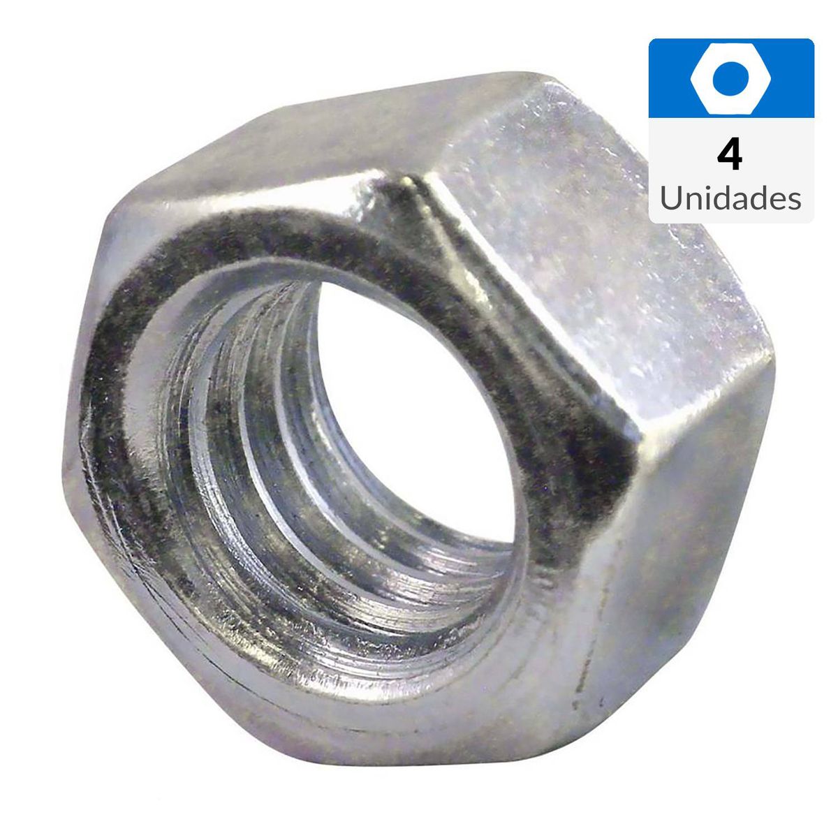 FIXSER - Tuerca Hexagonal G2 1/4" Zincada brillante 4 unidades
