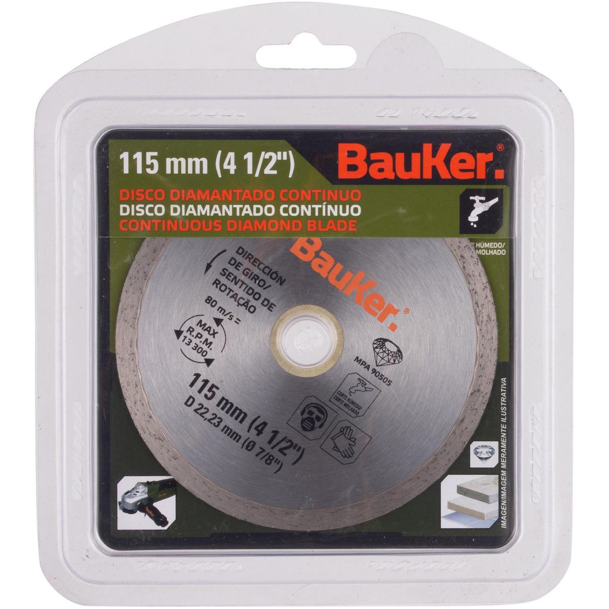 BAUKER - Disco de diamante 4,5" acero