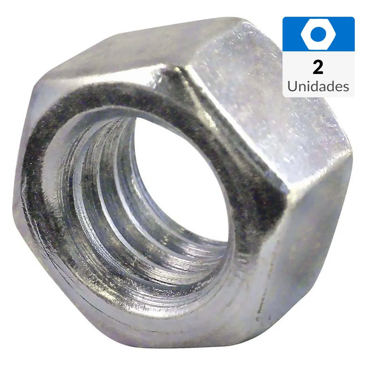 FIXSER - Tuerca Hexagonal G2 3/8" Zincada brillante 2 unidades
