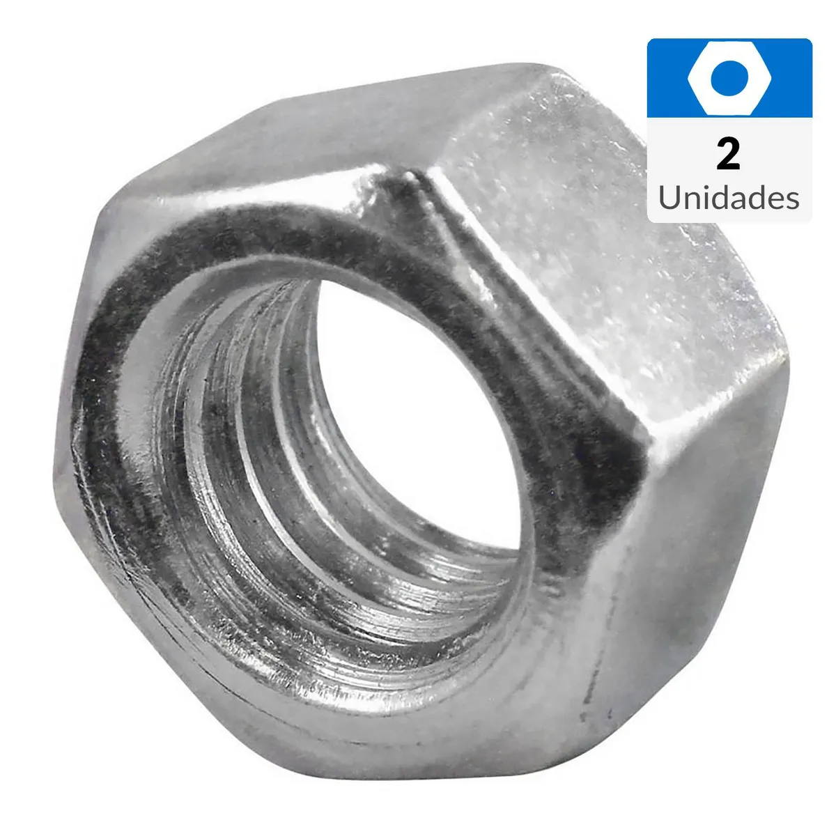FIXSER - Tuerca Hexagonal G2 1/2" 13 Zincada brillante 2 unidades