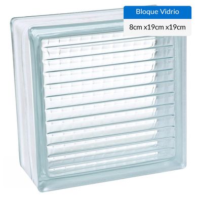 Bloque vidrio incoloro 19x19x8cm Linelite