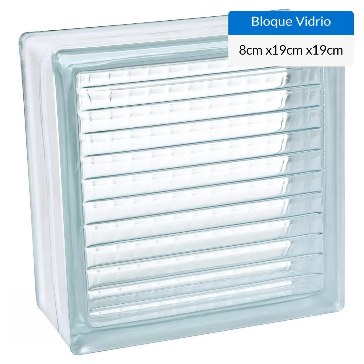 HOLZTEK - Bloque de Vidrio Tranparente 19x19x8 cm 80001