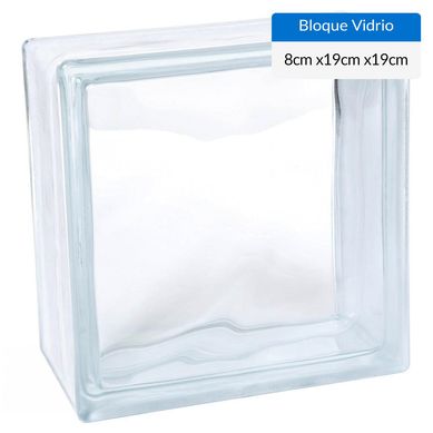 Bloque vidrio incoloro 19x19x8cm New Wave
