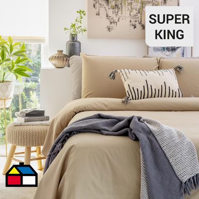 Funda plumn lino beige super king