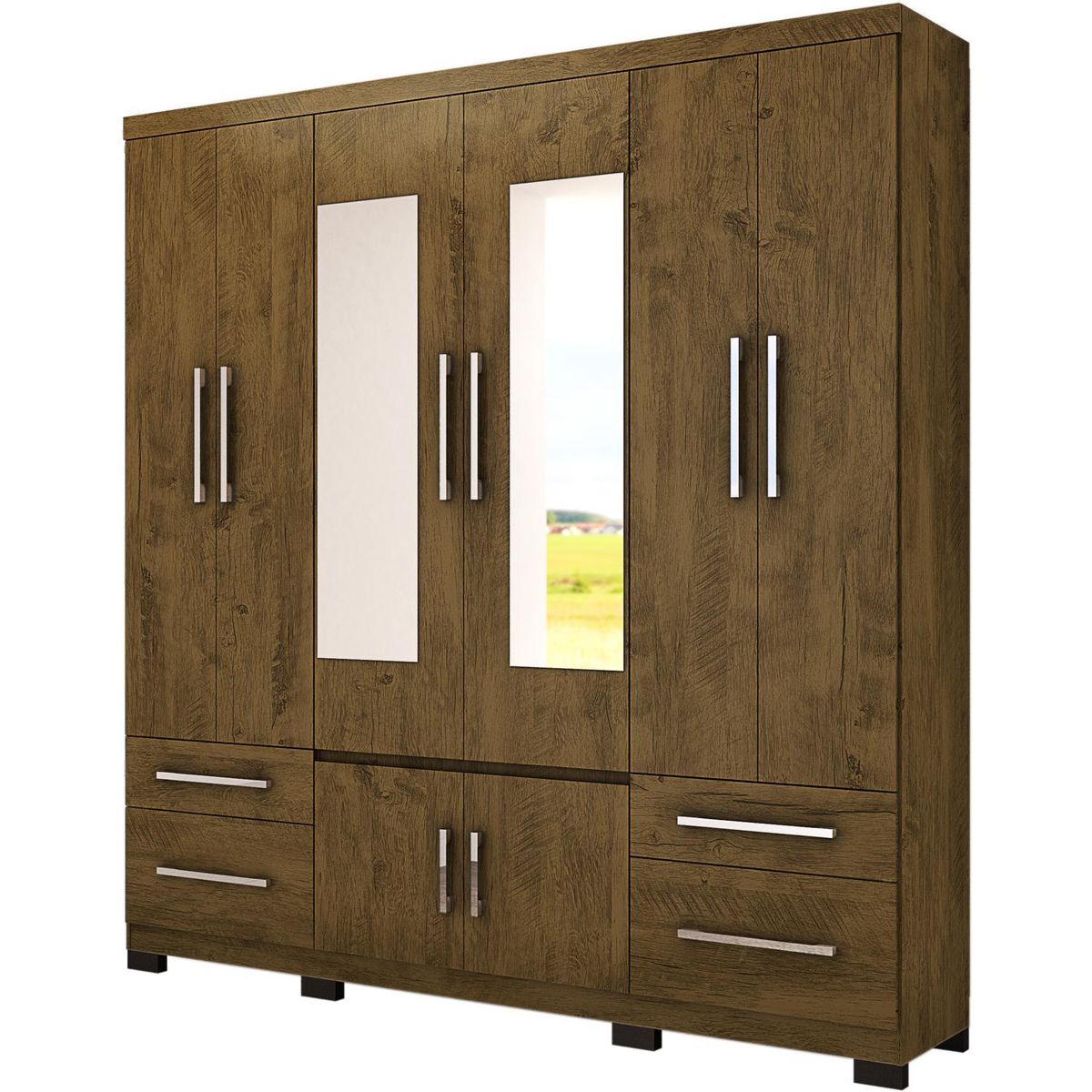 MOVAL - Clóset 8 Puerta(s) 4 Cajón(es) 7 Repisa(s) 201x222x47 cm Café