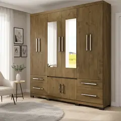 MOVAL - Clóset 8 Puerta(s) 4 Cajón(es) 7 Repisa(s) 201x222x47 cm Café