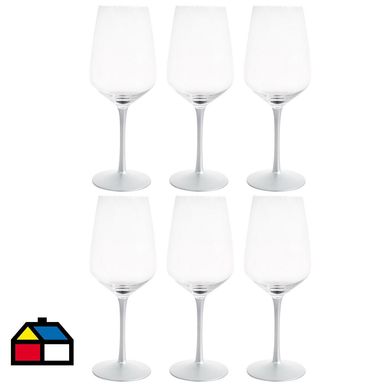 Set 6 copas de vino vidrio 400 ml colores.