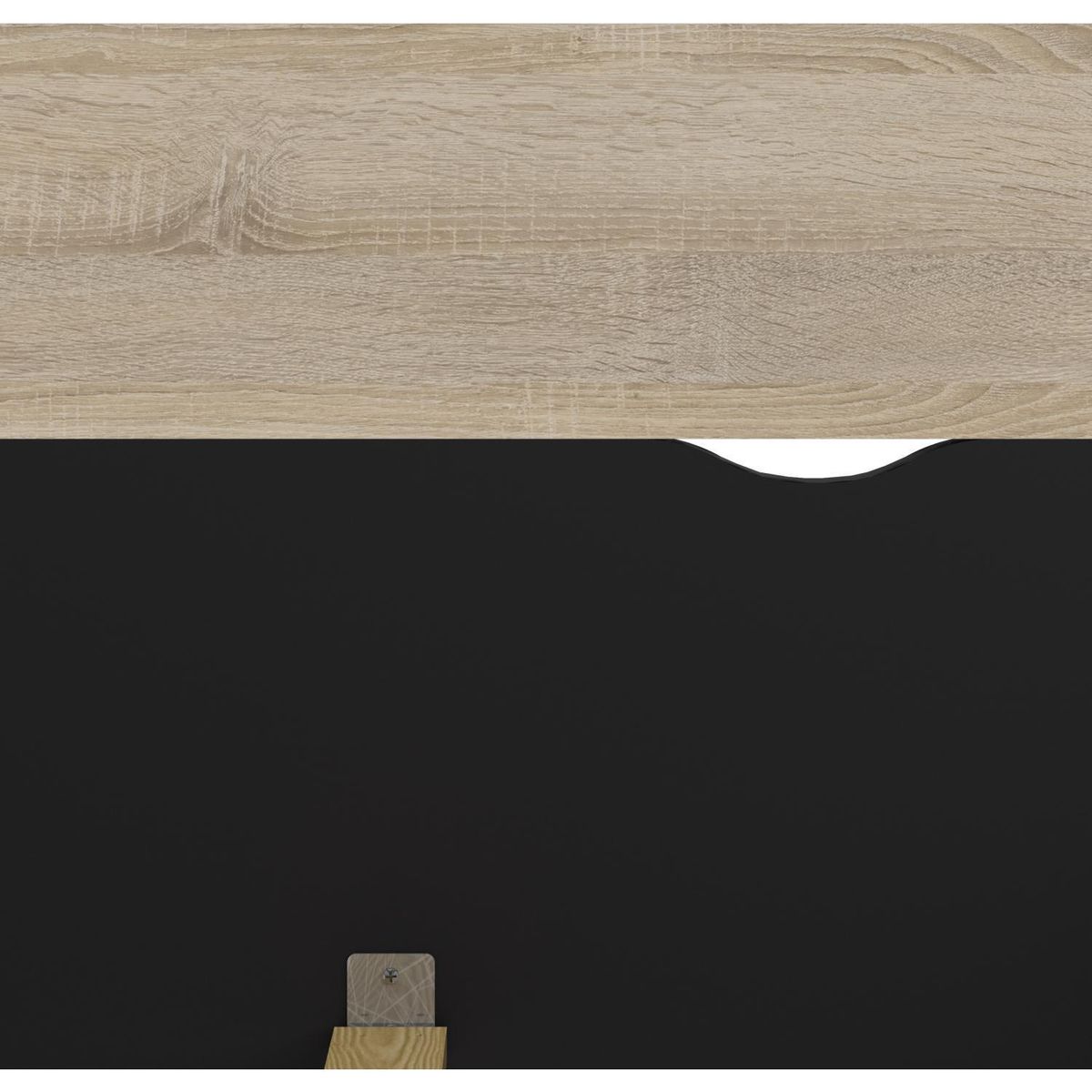 TVILUM - Cama 2 Plazas de Estructura Oslo Negro Mate/Roble Patinado