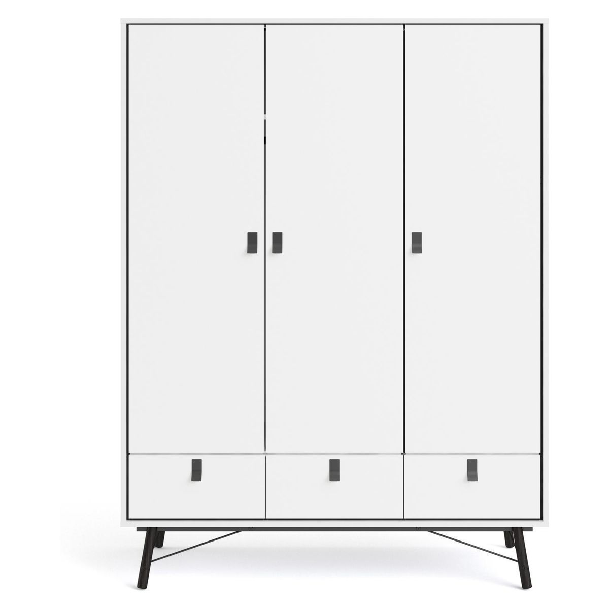 TVILUM - Closet 3 puertas 3 cajones blanco