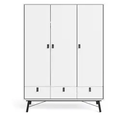 TVILUM - Closet 3 puertas 3 cajones blanco