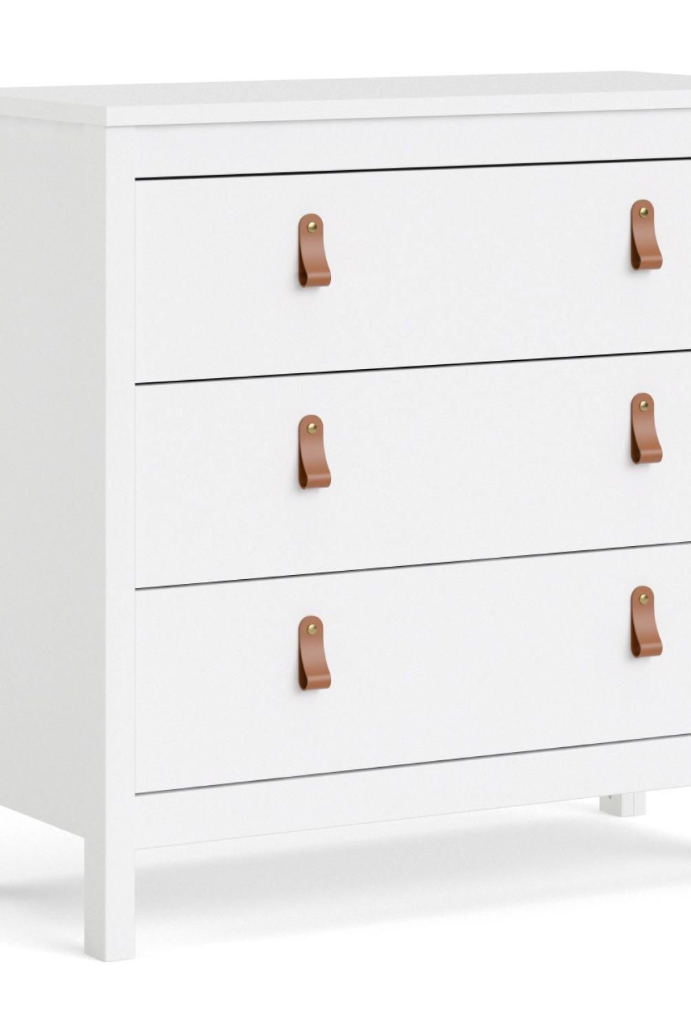 TVILUM - Cómoda 3 Cajón 82,1x79,7x38,4 cm Blanco