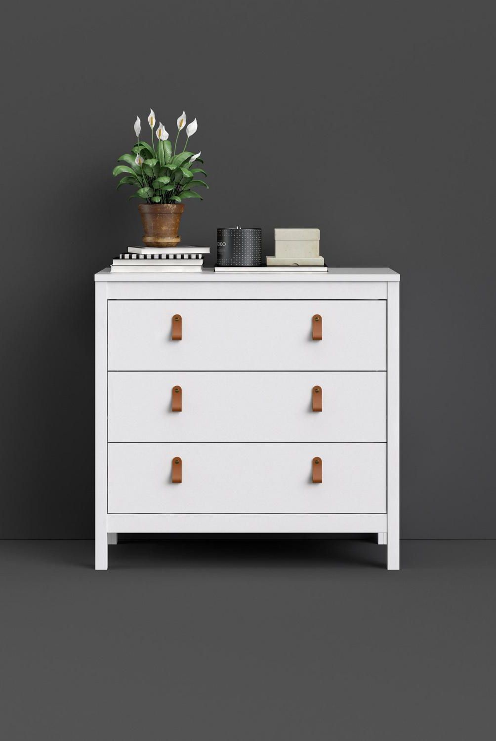 TVILUM - Cómoda 3 Cajón 82,1x79,7x38,4 cm Blanco