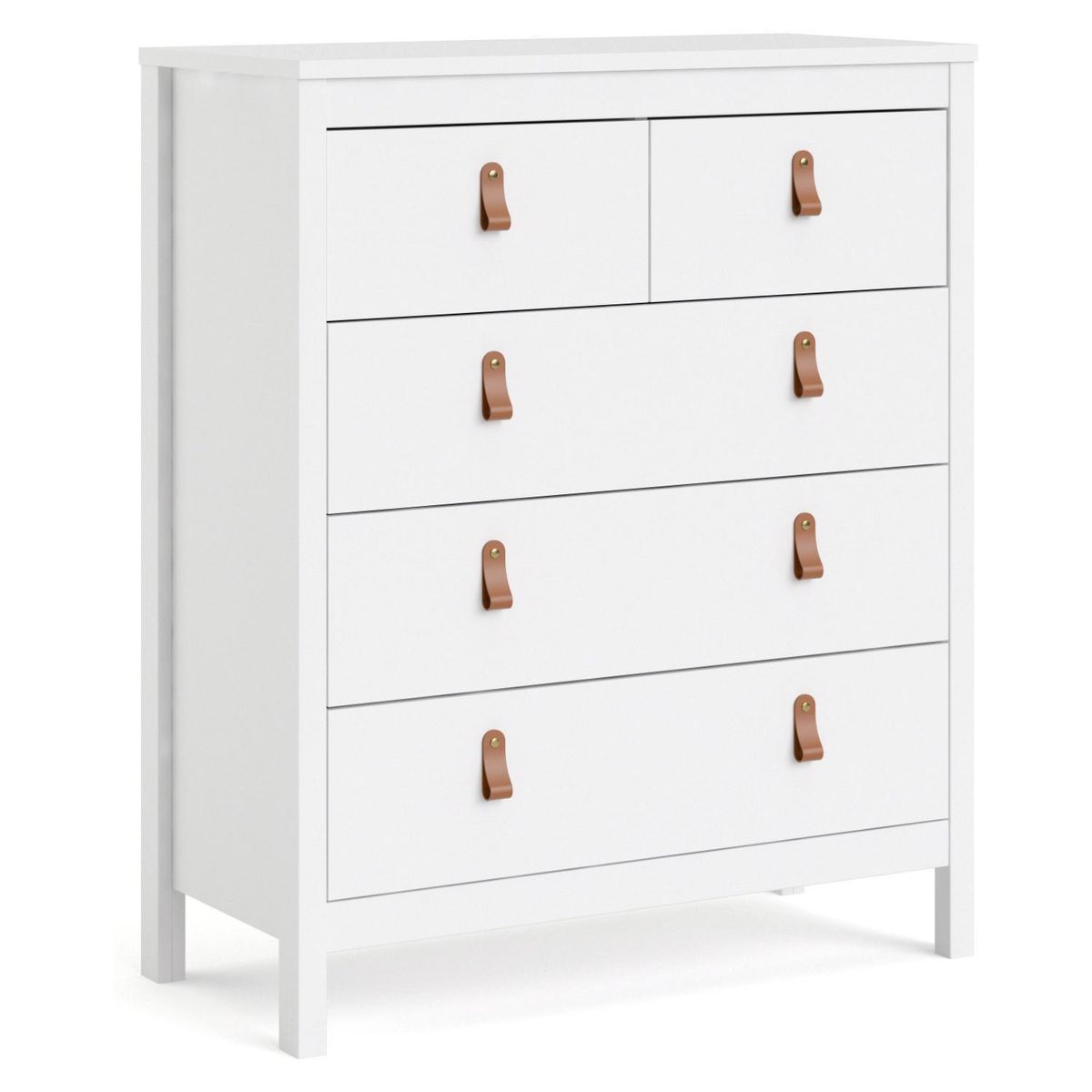 TVILUM - Cómoda 5 Cajón 82,1x98,9x38,4 cm Blanco