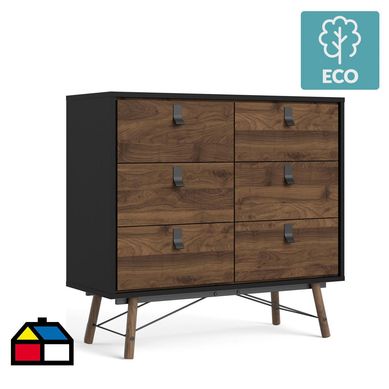 Cmoda 6 cajones negro walnut