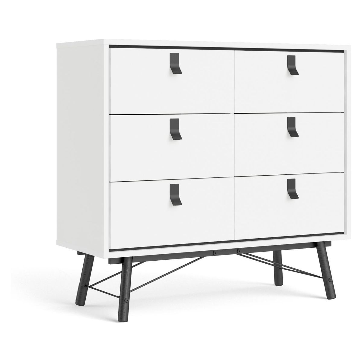 TVILUM - Cómoda 6 Cajón 101,8x94,8x40,1 cm Blanco