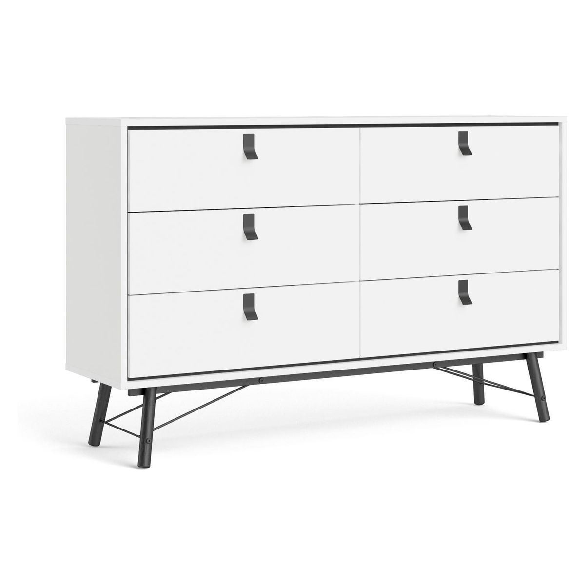 TVILUM - Cómoda 6 Cajón 150,3x94,8x40,1 cm Blanco Mate