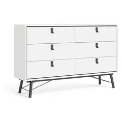 TVILUM - Cómoda 6 Cajón 150,3x94,8x40,1 cm Blanco Mate